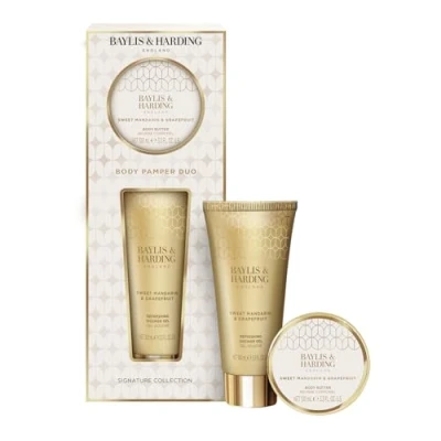 Image of Baylis &amp; Harding Sweet Mandarin Grapefruit Indulgent Body Pamper Duo Gift Set (Pack of 1) Vegan Friendly
