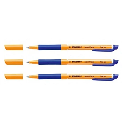 Image of Rollerball with Innovative Gel Formula STABILO pointVisco Pack of 3 Blue