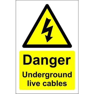 Image of Danger underground live cables electricity Safety sign Self adhesive sticker 150mm x 100mm