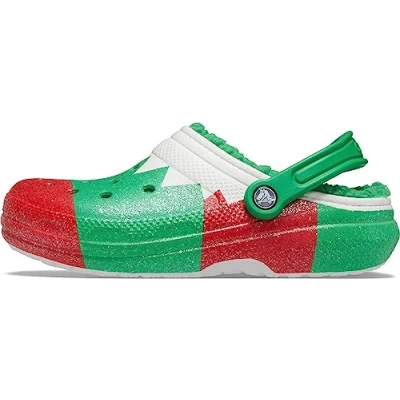 Image of Crocs Unisex Adult Classic Holiday Lined Clogs, Fuzzy Slippers, Multi, 11 UK Men / 13 Women