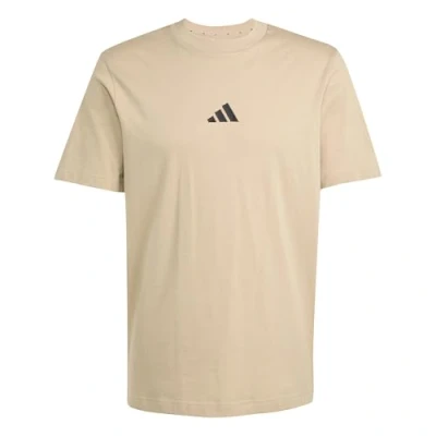 Image of adidas Men&#039;s Essentials Small Logo Single Jersey TEE, Warm Sandstone/Black, 3XL