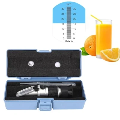 Image of Brix Refractometer,Brix Meter,0 90% Refractometer Tester Aluminum Concentration Meter Portable Hand Held Sugar Content Measurement for Automatic Temperature Compensation