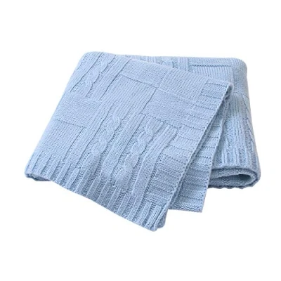 Image of Ziyunlong Baby Blanket Knit Soft Lightweight Cozy Cable Warm for Newborn Blue 80 x 100cm