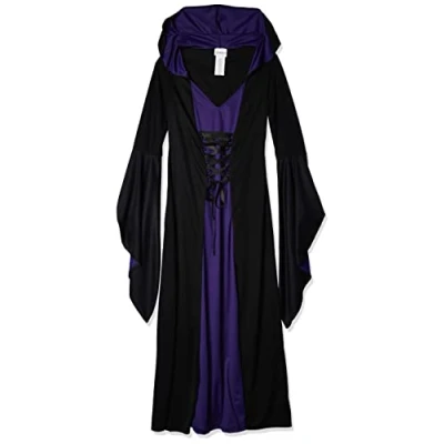 Image of California Costumes Plus Size Deluxe Hooded Robe, Purple/Black, 2X Large