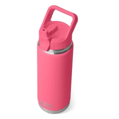 Image of YETI Rambler C Straw Bottle, Stainless Steel Vacuum Insulated Bottle with Cap, Tropical Pink, 26 oz (769 ml)