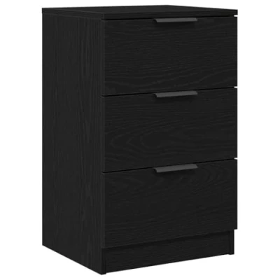 Image of vidaXL Black Oak Bedside Cabinet 40x65x65 cm, Made from Engineered Wood