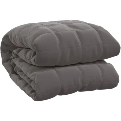 Image of vidaXL Weighted Grey Blanket 150x200 cm, Cozy Polyester Microfiber with Glass Bead Fill for a Comfortable and Restful Sleep