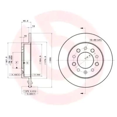 Image of 584112C000 Brake DISC BREMBO Coated LINE 08.B027.11 258mm 10mm 5 solid HYUNDAI: Coupe II