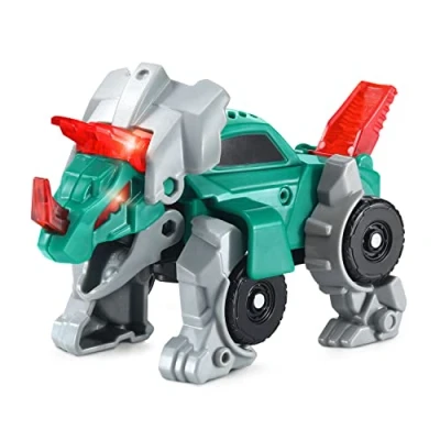 Image of VTech Switch and Go Hatch Roaaar Egg Triceratops Race Car Green