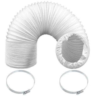 Image of SPARES2GO Air Conditioning Duct Hose PVC Flexible Vent Pipe Universal (6&quot; x 3 Metres, White) + Steel Screw Clips 2