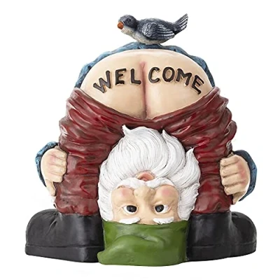Image of Welcome Garden Gnomes Ornaments Outdoor Gnome Statue Funny Resin Figurine Dwarf Sculpture Decorations for Indoor Lawn Yard Balcony Porch Patio (Welcome Gnomes)