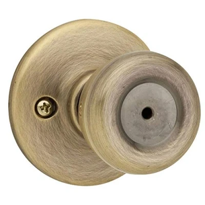 Image of Kwikset Tylo Interior Privacy Door Knob with Lock, Handle for Bathroom and Bedroom, Antique Brass Keyless Turn Lock Doorknob, Microban Protection, 1 Count (Pack of 1)