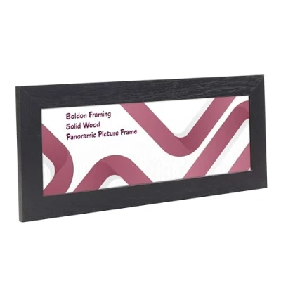 Image of Boldon Black 20x8&quot; Solid Wood Panoramic Sizes Picture Frames Photo Modern Poster Frame