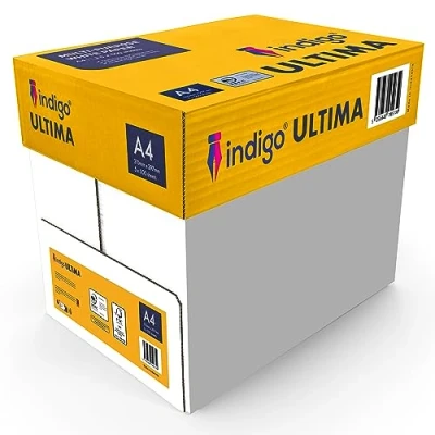 Image of A4 Paper indigo Ultima White Plain Printer Copy Box of 5 Reams 2500 Sheets (75/80 GSM)