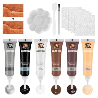 Image of HASAIKA Leather Repair Cream, Faux Kit, Restorer, Kit for Car Seats, Sofas, Jacket, Shoes, Belt Scratches, Holes