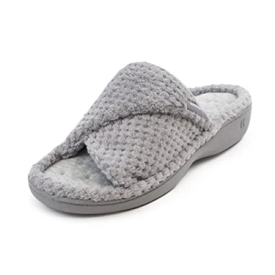 Image of isotoner Women&#039;s Ladies Popcorn Open Toe Slipper Back, Grey (Pale Grey), 4 UK