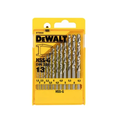 Image of DeWalt DT5922 QZ High Speed Steel G Metal Drill Bit Set DIN 338 13 Piece in Plastic Casing