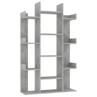 Image of vidaXL Book Cabinet Concrete Grey Engineered Wood 8 Compartment Modern Bookshelf/Bookcase for Living Room, Bedroom, Office