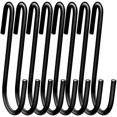 Image of Swatowot 12 Pack Heavy Duty 10 cm S Hooks Shaped Hanging Large Hangers for Kitchen, Bathroom, Bedroom and Office (12 Pack, X Large, Black)