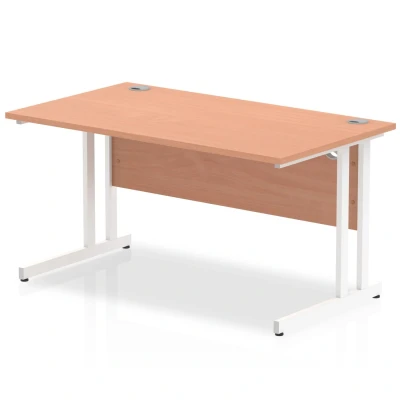 Image of Impulse 1400/800 Rectangle White Cantilever Leg Desk Beech MI001675