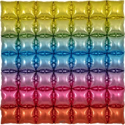 Image of Oaktree 36&quot; Rainbow 7x7 Waffle Foil Balloon Packaged