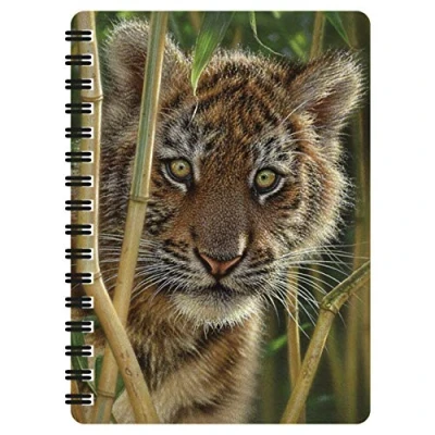 Image of 3D LiveLife Jotter Discovery from Deluxebase. Lenticular Tiger A6 Spiral Notebook with Plain Recycled Paper Pages. Artwork Licensed Renowned Artist Collin Bogle