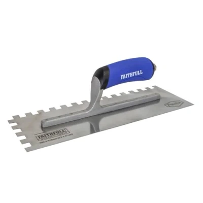 Image of Faithfull FAIPTNT13SS Prestige Stainless Steel Notched (10 mm) Tiling Trowel 330 x 115 mm (13 Inch)