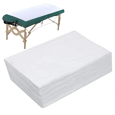 Image of 20 Pieces Disposable Non Woven Bed Sheets Waterproof and Oil Proof Massage Table Thick Cover Fabric Pads for Spa Club Beauty Salon Hotels Tattoo Lash Bed, 70x170cm (White)