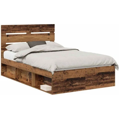 Image of vidaXL Bed Frame with Headboard Old Wood 120 x 200 cm Solid Pine