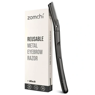 Image of ZOMCHI Dermaplaning Tool for Face, Dermaplane Razor Women and Men, Face with Precision Silicone Cover, Eyebrow Razor, Facial Reusable Metal Handle Matte Black