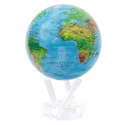 Image of MOVA Globe Relief Map Blue 6&quot; with Base, Solar Powered Rotating No Need of Battery or Chord, Unique Gift and Decoration