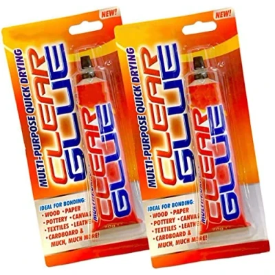 Image of 2 X MULTI PURPOSE CLEAR GLUE STRONG ADHESIVE DIY ART CRAFT HOBBY 70G