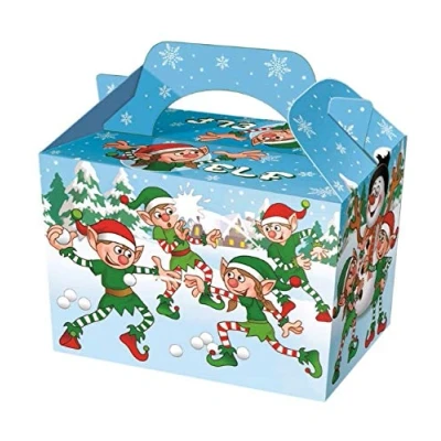 Image of 10 Christmas Elf Party Boxes Food Loot Lunch Cardboard Gift by playwritegroup