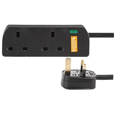 Image of pro elec PL15364 2 Gang Surge Protected Extension Lead, 3m, Black