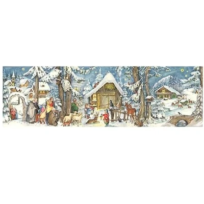 Image of At the Stable Scene Freestanding Traditional Christmas Paper Advent Calendar