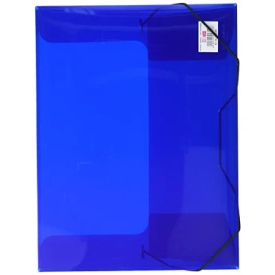 Image of VELOFLEX 4443250 Crystal Collection Box, DIN A4, Transparent PP Film, with Elastic Band, Document Notebook Blue