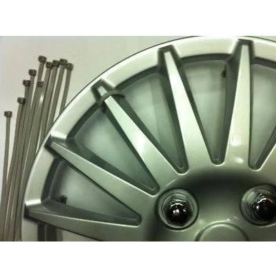 Image of 10 x WHEEL CAP COVERS TRIMS SECURE STRONG CABLE SILVER TIES ANTI THEFT ZIP