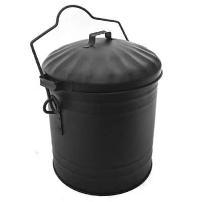 Image of De Vielle Ash Bucket with Lid Black