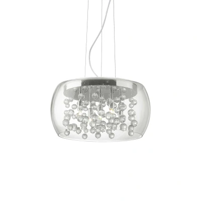 Image of Audi 5 Light Small Blown Glass Bubbles Ceiling Pendant Chrome, G9
