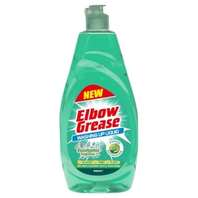 Image of Elbow Grease Washing Up Liquid Power Degreaser Soap for Hand Dishes, Pots, Pans &amp; Glasses (Eucalyptus, 600ml)