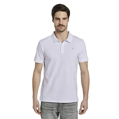 Image of TOM TAILOR Men&#039;s Basic Polo Shirt 1016502, 20000 White, S
