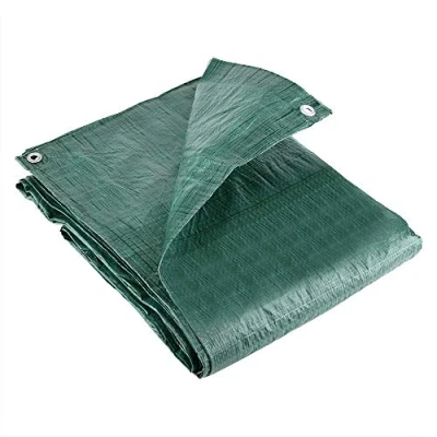 Image of GroundMaster 80gsm Green Economy Tarpaulin Waterproof Outdoor Fishing Camping Ground Sheet Cover (3.5m x 5.4m (11ft 18ft))