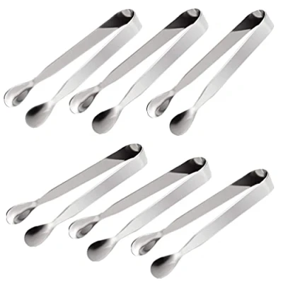 Image of 6 Pack Mini Sugar Tongs Stainless Steel Ice Small Serving Multi Purpose Appetizers for Tea Party Coffee Bar Kitchen by RuiChy