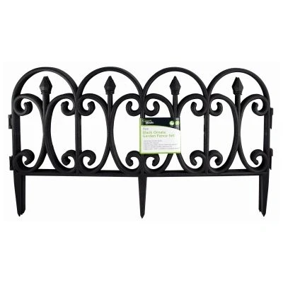 Image of Green Blade 4Pc Black Ornate Garden Fence Set