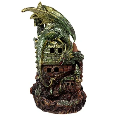 Image of Puckator Dragon Castle LED Backflow Incense Burner Home Zen Meditation Decor Accessories Waterfall Cone Spiritual Feng Shui Gothic Goth Relaxation Gifts Gift Desk Ornaments