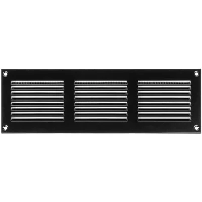 Image of Vent Systems 300 x 100 mm / 12&quot; 4&quot; Inch Air Cover Black Metal Return Grill with Built in Pest Guard Screen HVAC for Home Improvement Duct