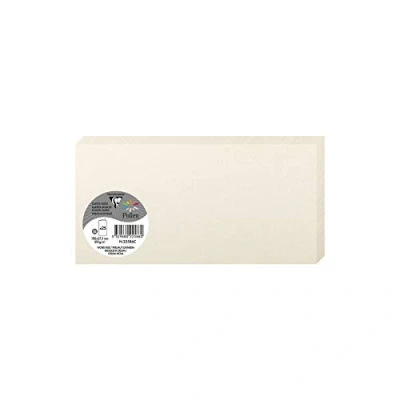 Image of Clairefontaine Ref 22586C Pollen Iridescent Folded Card (Pack of 25 Sheets) 106 x 213mm Sized, 210gsm Grained Card, Acid Free, Inkjet &amp; Laser Printer Compatible Cream