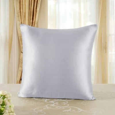 Image of townssilk Both Side 100% 19mm Pure Mulberry Silk Pillowcase for Hair and Skin square 60x60cm size Pillow Case Cushion Cover with Hidden Zipper 600 Thread Count Silver