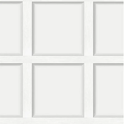 Image of YöL White Wood Panel Effect Wallpaper Modern Contemporary