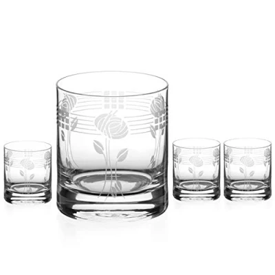 Image of DIAMANTE Mackintosh Whisky Glasses Crystal Short Drink Tumblers Set of 4